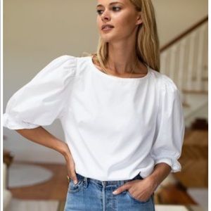NWT Emerson Fry Pearl Blouse White Poplin M